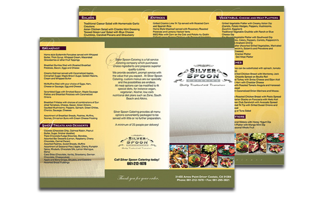 Silver Spoon Catering: tri-fold brochure